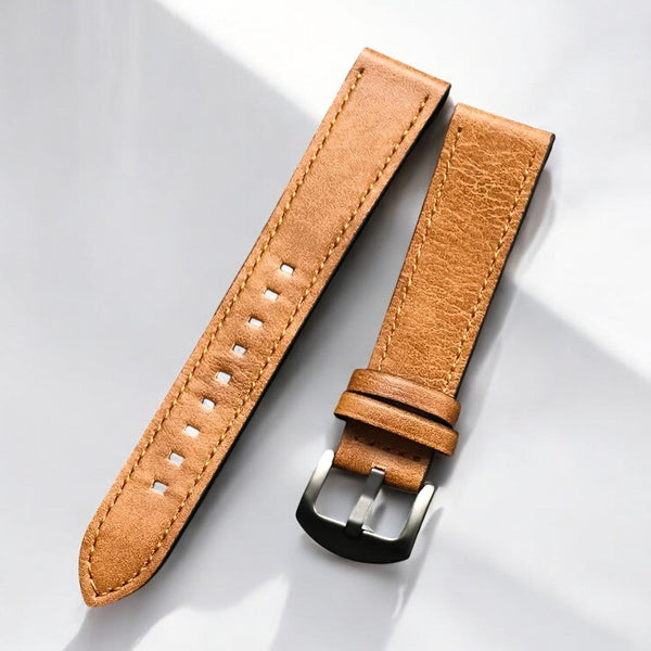 Chotovelli Tan Brown Leather Watch Strap - Steel Buckle