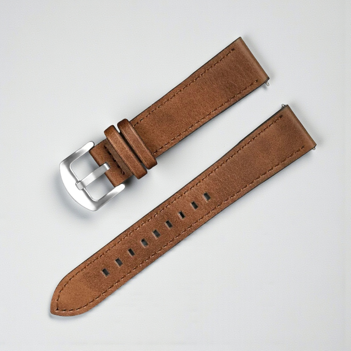 Chotovelli Brown Leather Watch Strap - Steel Buckle