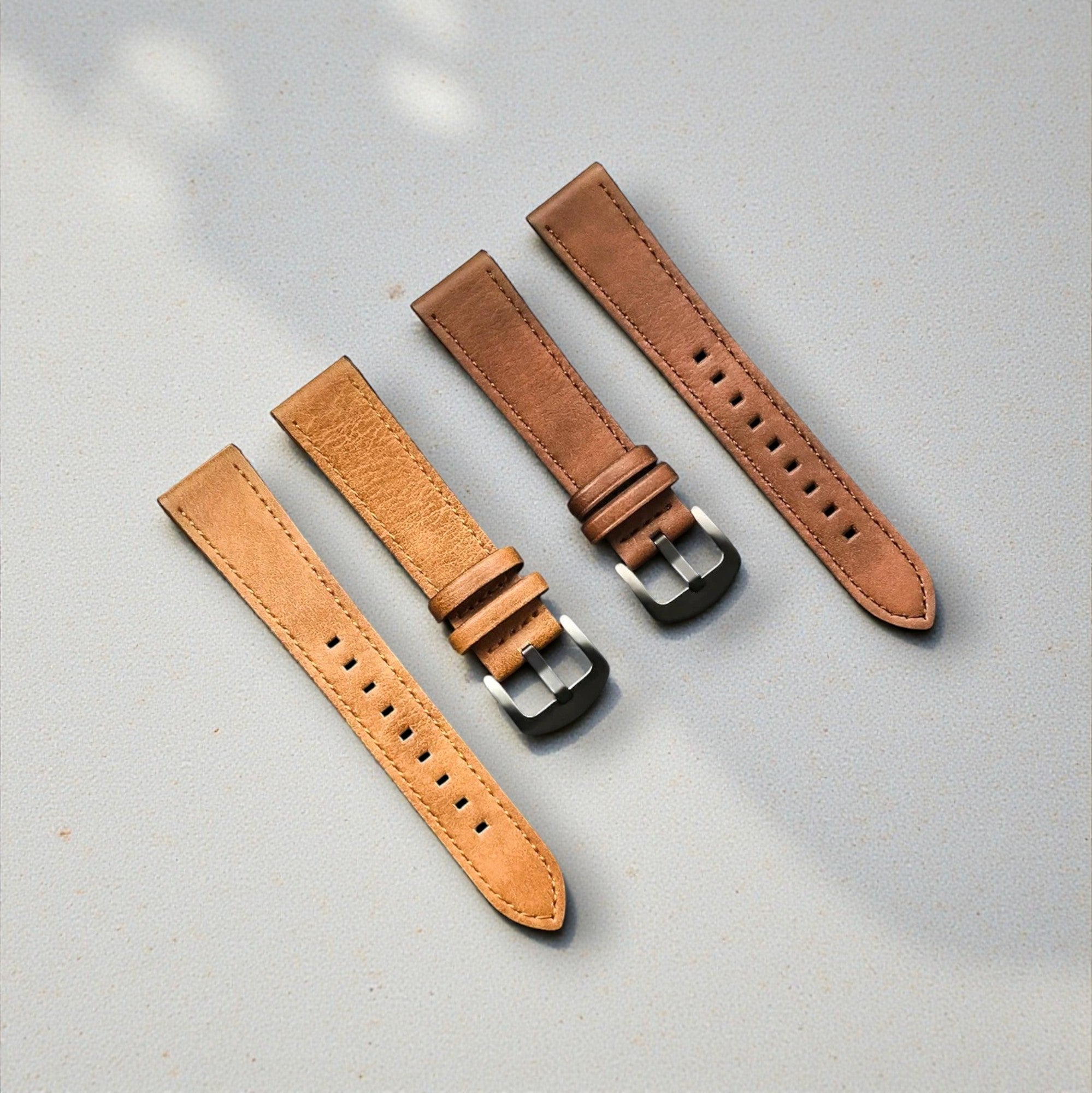 Chotovelli Brown Leather Watch Strap - Steel Buckle