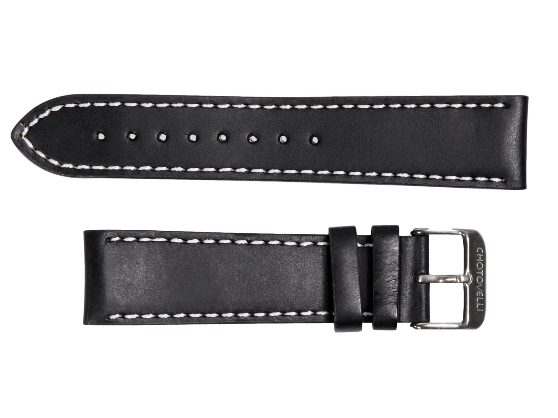 Unisex Watch Strap | Black Leather Watch Strap | Chotovelli & Figli