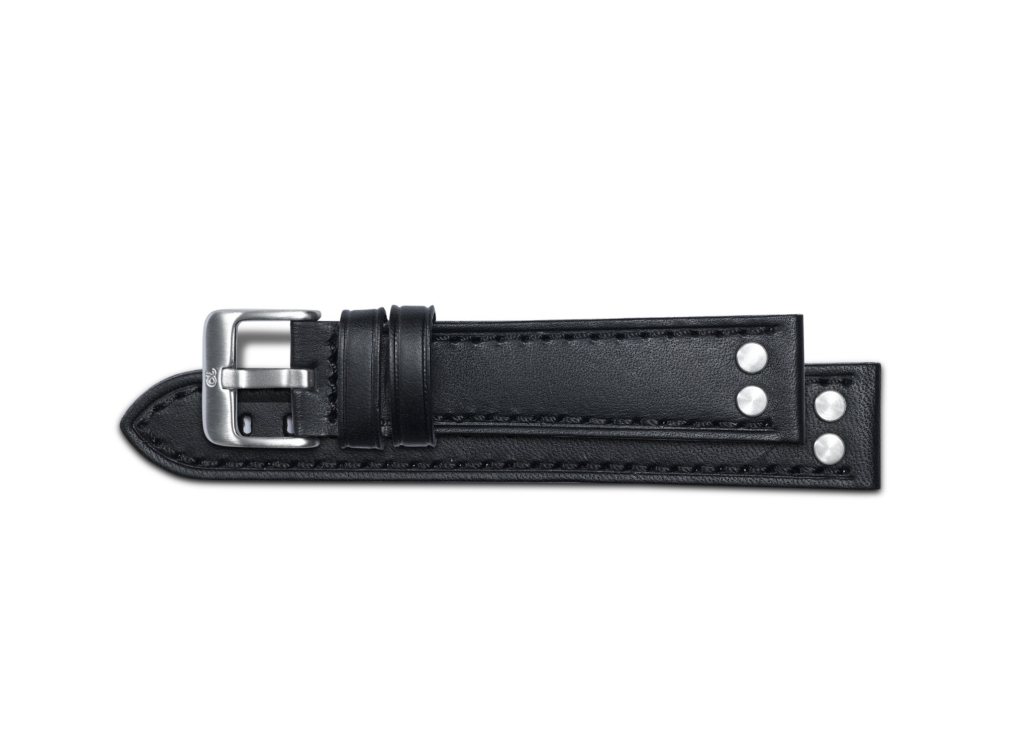 ALFA 22mm Genuine Leather Strap Natural Black Watch Band Steel Buckle