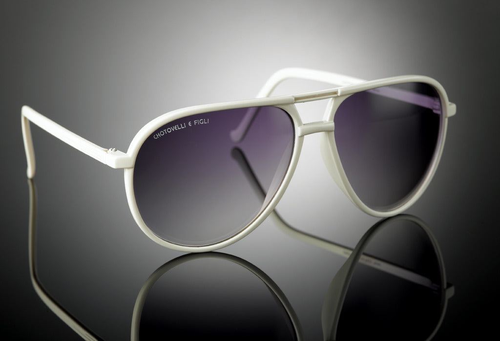 Aviator Sunglasses - White/Smoke Sunglasses - Chotovelli & Figli